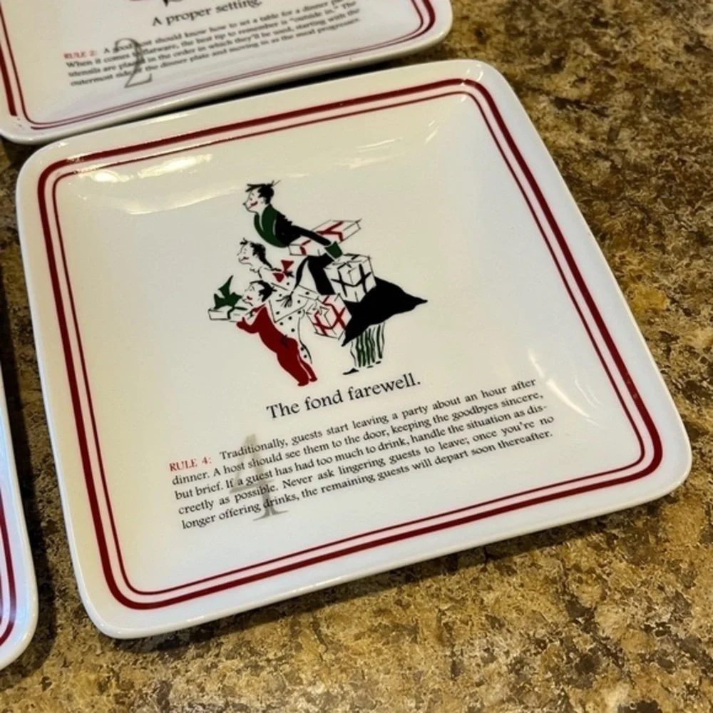 Williams Sonoma Party Etiquette Appetizer Plates Set of 4 NIB